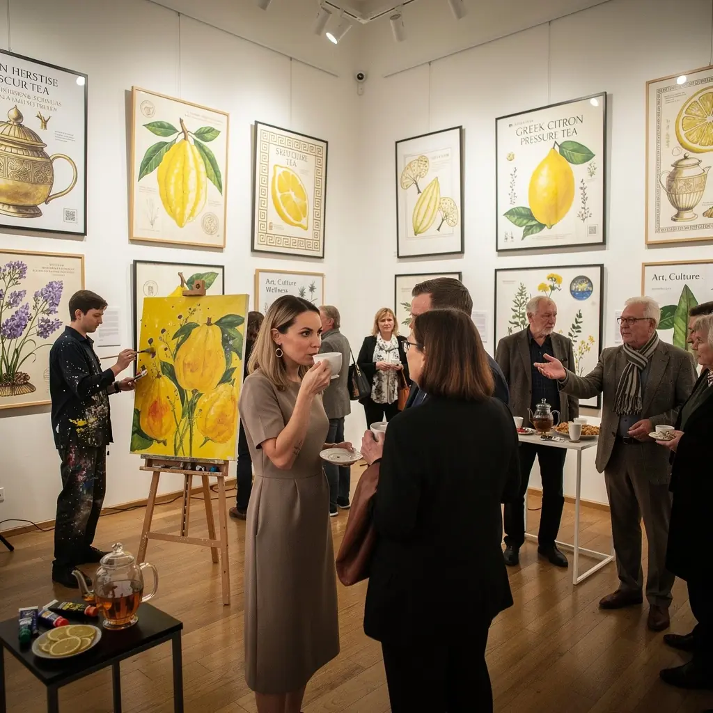 Arbatos ceremonija su tradiciniais graikiškais elementais.