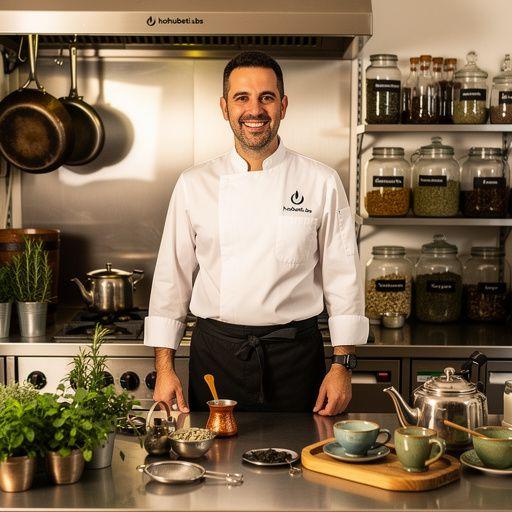 Graikų citrinos arbatos puodelis su citrinų griežinėliais ir žolelėmis.